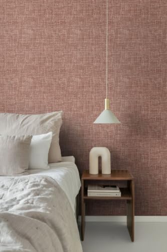 Papier peint lin terracotta Origin pour masquer défauts mur - 8