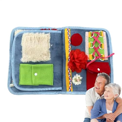 Dementia Fidget Blanket Anti-Stress-Decke für Autismus, für Erwachsene, vielseitiges Buch für sensorische Aktivitäten mit weichem Stoff, Stressabbau, für Senioren und Pflegepersonal