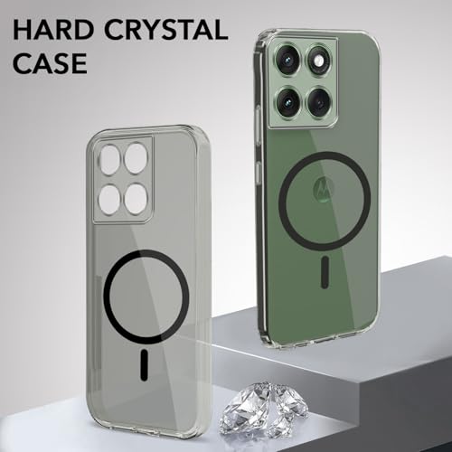 Image of Jkobi Lifetime Anti-Yellow MagSafe Compatible Clear Back Cover Case for Motorola Moto Edge 60 (Sleek Hard Crystal | Shockproof and Camera Protection)
