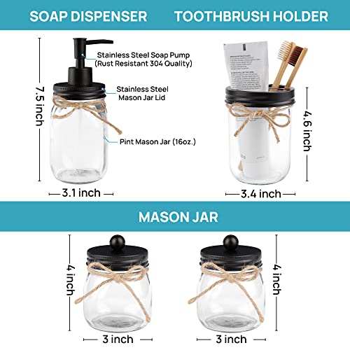 image for Vtopmart 6 Pcs Mason Jar Bathroom Accessories Set, Lotion Soap Dispens