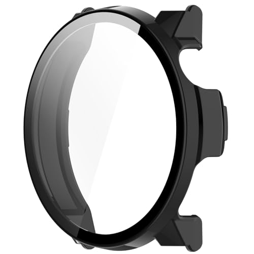 MOTONG PC Full Coverage Protective Watch Case Cover Tempered Glass Screen Protector Compatible with COROS Pace Pro(PC Black)