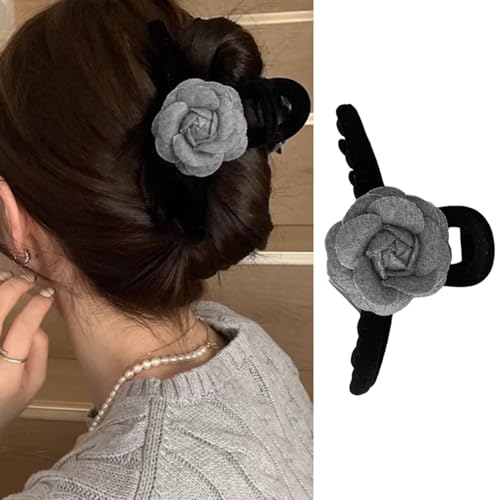 Bow Hair Clips, Claw Clips, and Barrettes - Elegant Black and White Large Hair Accessories for Thick Hair and Women's Styling