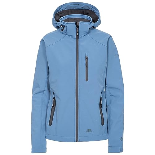 Trespass Womens Softshell Jacket Bela II - Waterproof: 8000mm, Breathable: 3000mvp, Windproof, 3 Low Profile Zip Pockets, Chin Guard, Contrast Zips, Adjustable Zip-Off Hood
