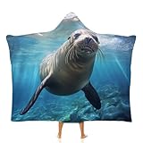 Lorolivier Ocean Fish Manta con Capucha Suave Y Cálida, Terciopelo Ártico Manta De Franela para Acurrucarse Manta Ultra Suave Manta con Capucha para Aire Acondicionado,60'x80'