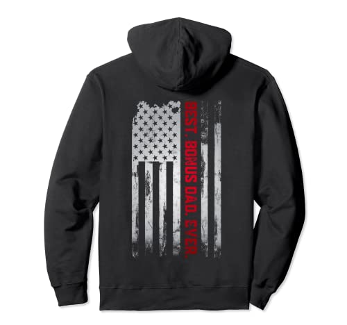Best Bonus Dad Ever Bandera de Estados Unidos para el Día del Padre Sudadera con Capucha