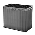 Keter Outdoor Storage Shed, Durable Resin, Compact & Portable, Store-It-Out Darwin, Grey – Lockable Lid and Sturdy Floor for Garden Tools, Trash Bins