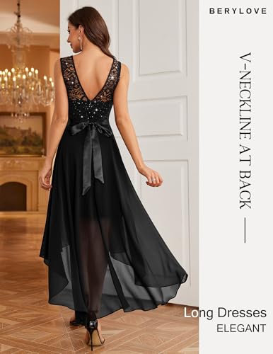 BeryLove Homecoming Cocktail Formal Dresses 2025 Wedding Guest Party Prom Sleeveless Lace High Low Dress4