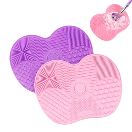 Cepillo de Limpieza de Silicona,2PCS Alfombrilla de Limpieza de Brochas de Maquillaje de Silicona, Estera de Limpieza de Cepillo Cosmético, Almohadilla limpiadora de Brochas Cosméticas Portátil