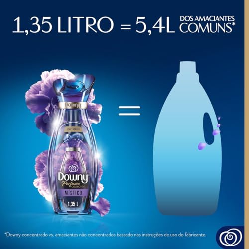 Amaciante de Roupa Concentrado Místico Ameixa, Jasmim e Pêssego Downy Perfume Collection Frasco 1,35l