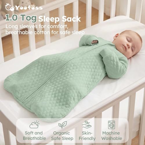 Image of Yoofoss Baby Sleep Sack 18-24 Months 1.0 Tog Long Sleeve Organic Cotton