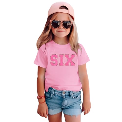 Girl Birthday Shirt 5th 6th 7th 8th 9th 10th Birthday Girl T-Shirt Kid Bday Party Outfit Embroidery Shirt Top 5-10Y