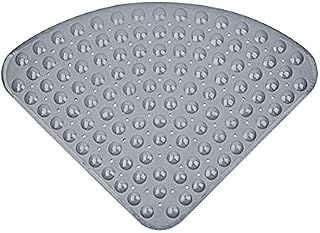 Stafeny Corner Shower Mat Non Slip Anti Mould with Suction Cup & Drain Hole 70x70cm Corner Shower Mats Non Slip Large Machine Washable grey