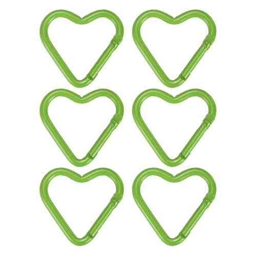 TIXIPEM Heart Shaped Snap Clip [6 Pack] - Durable Keychain Clip Spring Snap Hook Use for Backpacks, Key Chains & Camping Hiking - [Grass Green/Aluminum Alloy]