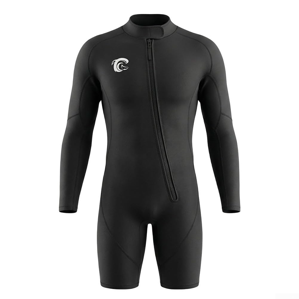 Men's 2MM Neoprene Wetsuit, Piece Long Sleeve Diving Suit, Thermal Insulation and Elastic Comfort for Surfing, Swimming, Snorkeling(S)