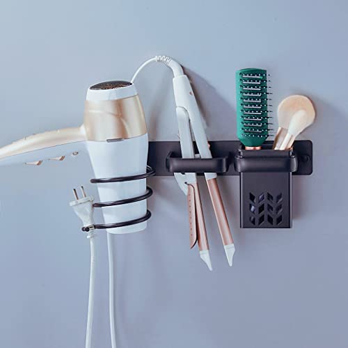 TIHOOK Support pour sèche-Cheveux, Support Mural pour sèche-Cheveux, Support Mural pour sèche-Cheveux en Aluminium, Organisateur de Salle de Bain Multifonctionnel pour sèche-Cheveux Cover