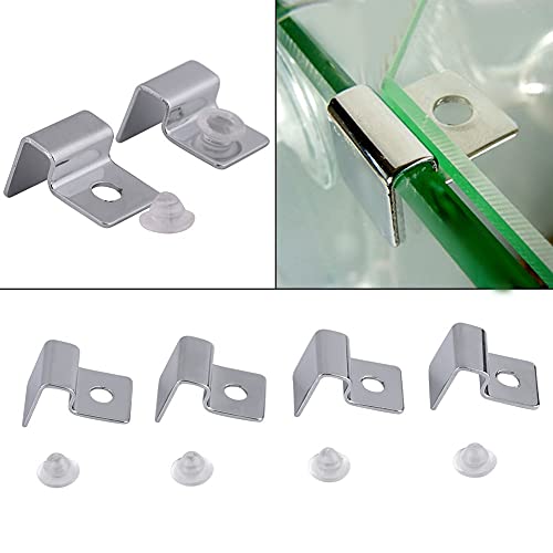 4Pcs Stainless Steel Aquarium Fish Tank Glass Cover Support, Fish Tank Cover Holder Aquarium Glass Cover Support Bracket Holders Universal Lid Clips #TOP2