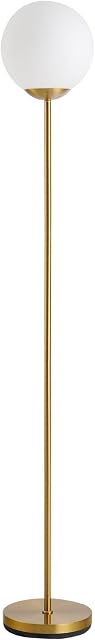 HOMCOM 171cm Glass Globe Floor Lamp Metal Frame Sphere Light Pedal Switch Home Office Living Room Modern Unique Standing Beautiful Furnishing - Gold