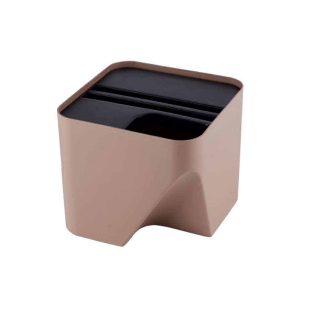 Trash Can Trash Can Stackable Sorting Bin with Lid Household Plastic Storage Bins Kitchen Living Room Bathroom Office Home Waste Basket (Color : Light Brown Size : Small) (Light Brown Small)