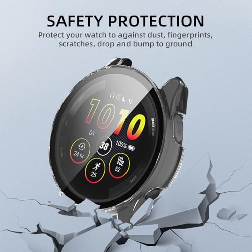 Image of Case Compatible with Garmin Forerunner 265, Hard PC Case with Tempered Glass Screen Protector, All-Round Protection, Scratch-Resistant and Shock-Absorbing Protective Case for Garmin Forerunner