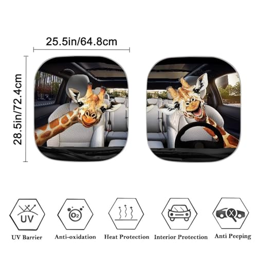 Image of Cute Giraffe Sunshade Visor Foldable 2-Piece Car Windshield Sunshades Auto Sun Visor Heat Protection Removable Automotive Accessories Front Window for Trucks SUV Van