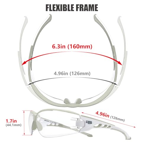 Image of HTS HUNTERSKY Super Flexible Lightweight Anti Fog Wrap-Around U6 Clear Shooting Safety Glasses with ANSI Z87.1 Scratch Resist