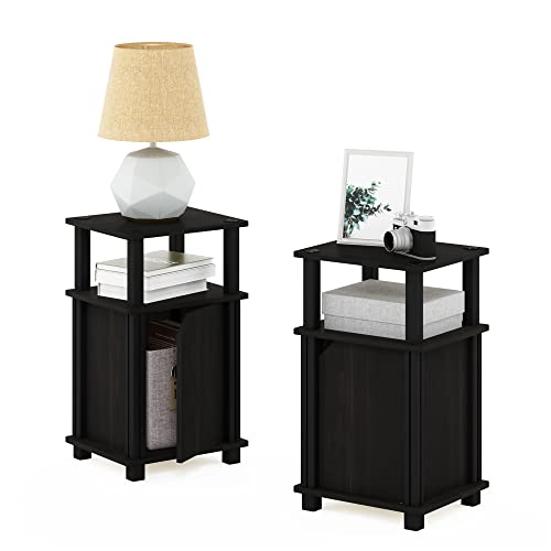 Mesita de noche con puerta Furinno Brahms de madera con almacenamiento oculto pack de 2 8