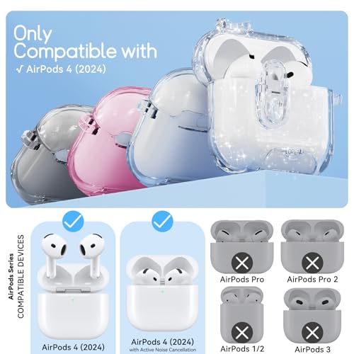 Image of for AirPods 4 Case 2024 with Safety Lock,Glitter White