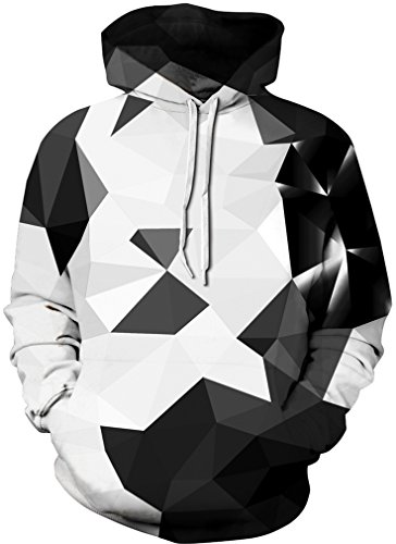 FLYCHEN Men's 3D Hoodie Pullover Print Pattern Fashion Sweatshirt Sportswear Black Gray 3D LXL
