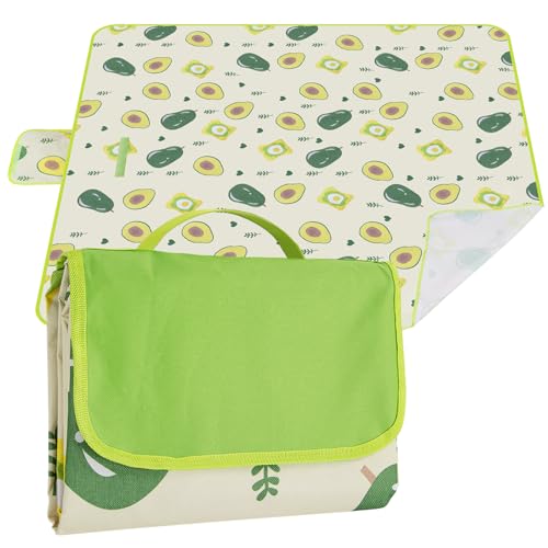 Ninonly Picknickdecke Wasserdicht Picknickdecke 200 x 200cm Tragbare Waschbar Extra Große Stranddecke Sandfreie Mit Tragegriff Leicht Tragbar Isoliert für Camping, Picknick, BBQ, Avocado