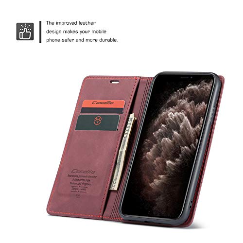 Capa Carteira COPAAD para iPhone 11, Capa Protetora Flip Magnético de Couro PU Macio Fosco Estilo Re