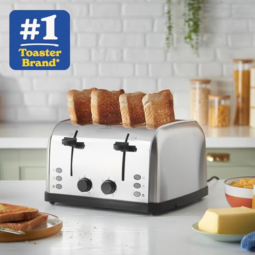 Russell Hobbs 18790 Futura 4-Slice Toaster, 1500 W, Stainless Steel Silver, Four Slice