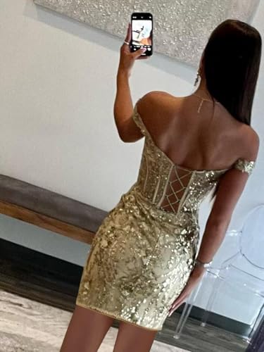 Sparkly Sequin Short Homecoming Dresses for Teens Off The Shoulder Tight Prom Cocktail Party Gown3
