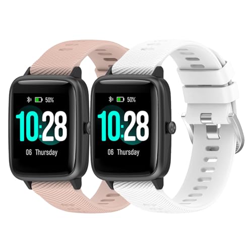 Garmcool 2 Pack 18mm Watch Strap Compatible for Garmin Venu 2S/Venu 3S/Vivoactive 4S/Forerunner 255S/Vivomove 3S, Silicone Sport Straps Pink