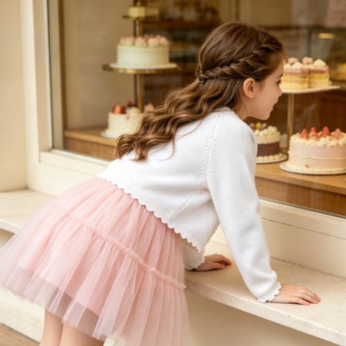 Image of Cropped Shrug Cardigan Girls Cotton Soft Long Sleeve 5-12 Years (Dressy)