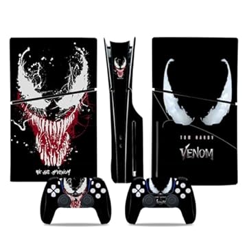 DREAMPASS Adequado para PS5 Slim Skin - Black Villain Hero CD Versão Disco Console e Controlador Acessórios Controlador Skin Gift Set Decalque Anime (preto)
