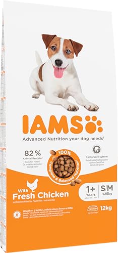 IAMS Hundefutter trocken mit Huhn - Trockenfutter für Erwachsene Hunde ab 1 Jahr, geeignet für kleine & mittelgroße Hunde, 12 kg