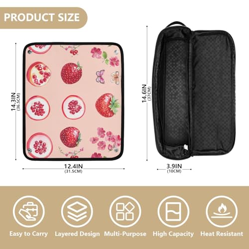 Bolsa de viaje para herramientas de cabello para mujeres con tapete resistente al calor removible, estuche portátil para planchas para el cabello, herramientas de calor y accesorios de cuidado capilar, diseño frutal rojo-cassis melocotón miniatura 4