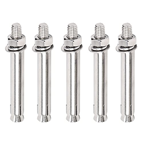5 Stück robuste Dehnankerbolzen, Edelstahl-Sechskantmuttern-Dehnhülsenbolzen for Beton-, Ziegel- und Mauerwerksbefestigung(M12x70mm)