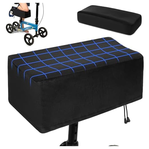 Knee Scooter Cushion Pad Cover for Comfort, Removable 2'' Thick Memory Foam Cushion for Knee Walker Roller, Universal Fit (Black)