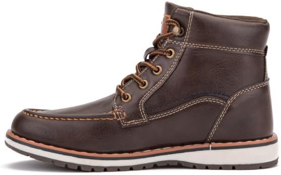 Vista 4 de Xray Footwear Boy's Boot, Lace up, Thermoplastic rubber (TPR) Outsole, Moc-Toe, flat sole.