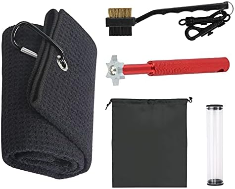 MEETANG Colf Club Cleaner Brush and Golf Towel Kit 3pcs Golf Cleaning Kit Golf Club Groove Sharpener Accessories for Men Women Golf Cleaning Gifts