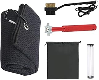 MEETANG Colf Club Cleaner Brush and Golf Towel Kit 3pcs Golf Cleaning Kit Golf Club Groove Sharpener Accessories for Men Women Golf Cleaning Gifts