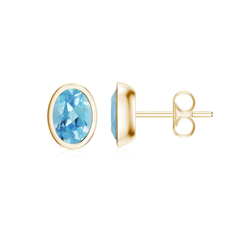 Image of Silvershake 6MM Round Shape Bazel Set Birthstone Gemstone 925 Sterling Silver Stud Post Earrings Jewelry for Business Women or Teens