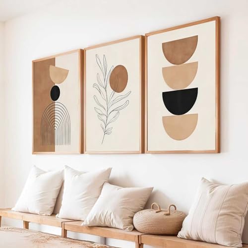 Image of HOTHOUSE Home Decor Boho Painting Decorative Wall Art poster With Frame For Living Room Bed Room Hotel Wall Decor Digital Reprint Set of 3 (13X17 inch)