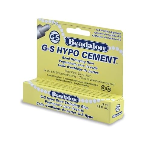 Beadalon G-S Hypo Cement Bead Stringing Glue - Dries Clear, Fine Tip Applicator - Works with Silk Cord, Nymo Thread, Stretchy Elastic Cord, Jewelry Making Supplies, Craft Adhesive Cover