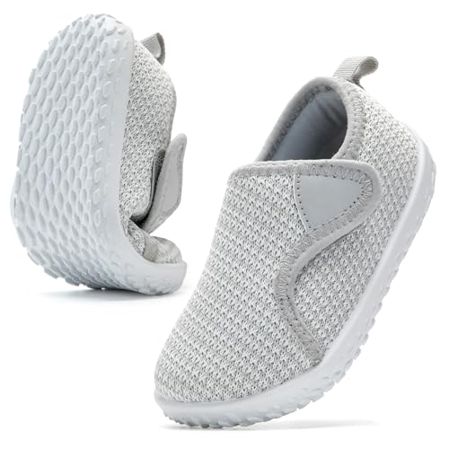 nerteo Toddler Boy Girl Sneakers Wide Toe Box Adjustable Barefoot Slip on Shoes Lightweight Walking Running Non-Slip Breathable Tennis Athletic School Gym Shoes