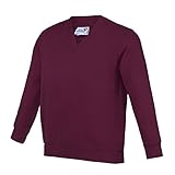 Sudor con cuello en V Sudadera con Cuello en V la Academia AWDIS-Jersey Uniforme Escolar niños y niñas - Academia Borgoña (9-10 Años)