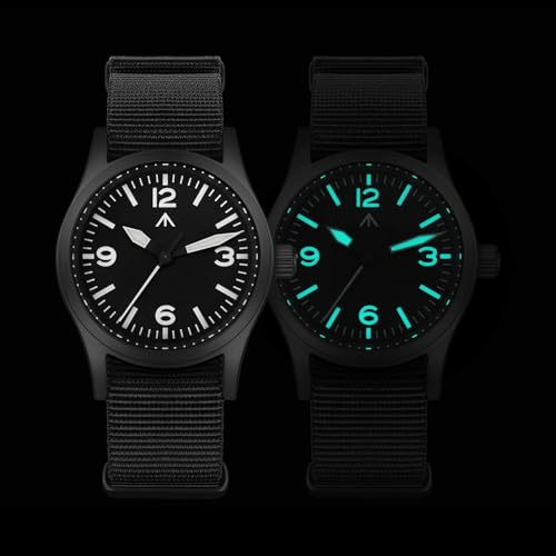 Image of Militado ML05 38mm VH31 Quartz Watch - Domed Sapphire Crystal Field Watch C3 Super Luminous Retro Sweep Wrist Watch for Men 100M Waterproof