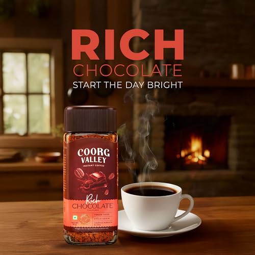 Image of Coorg Valley Rich Chocolate Instant Coffee 50g | Chocolate Flavoured Coffee | Premium Blend of Robusta & Arabica | Freeze Dried | Bold & Strong Flavor