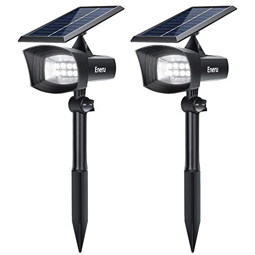 Solar Outdoor Lights, Eneru Garden Solar Lights Waterproof Solar Powered Wall Light 2-in-1 Wireless Outdoor Solar Landscaping Spotlight for Garden Pathway Yard Driveway Pool Garage 2 Pack Cold White